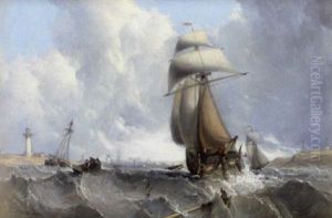 Shipping Off A Headland In Heavy Scenes