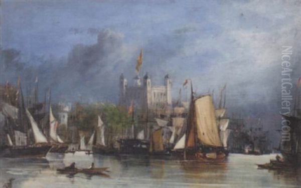 Shipping On The Thames Before The Tower Of London - view 1