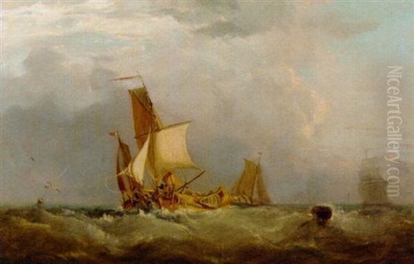 Dutch Barges At The Bouy - view 1