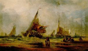 Dutch Fishing Boats Offshore by George William Crawford Chambers