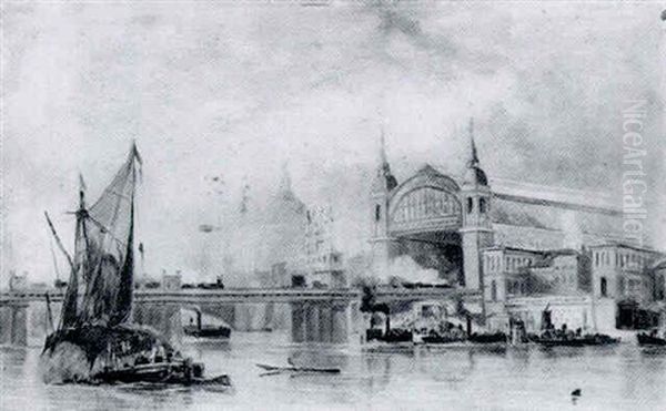 Cannon Street Railway Station From The River - view 1