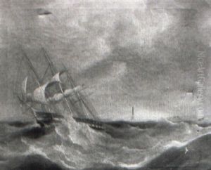 A Frigate Under Shortened Sail Running Before The Storm by George William Crawford Chambers