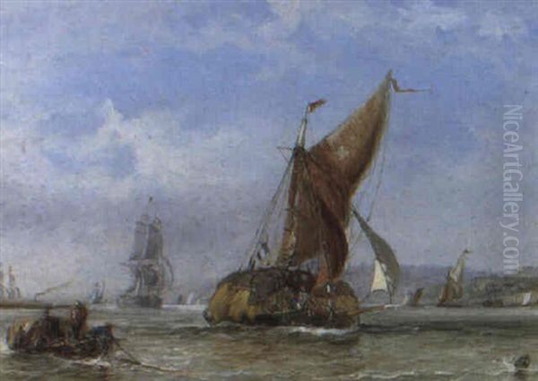 Hay Barges And Other Shipping (off Suffolk?) - view 1
