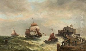 Ships On A Stormy Sea by Sir George Chambers