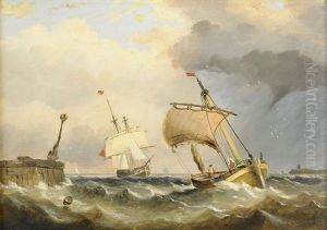 Segelbatar Vid Kusten by Sir George Chambers