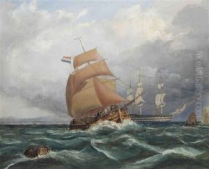 Shipping In A Stiff Breeze In The Channel by Sir George Chambers