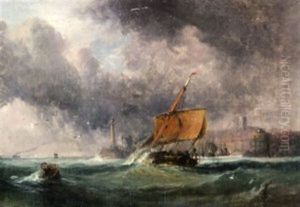 The Entrance To Margate Harbor by Sir George Chambers