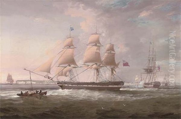 An Armed Merchantman In Two Positions Off The Downs - view 1