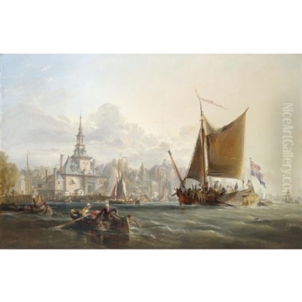 Dutch Vessels Leaving Harbour - Rotterdam In The Distance - view 1