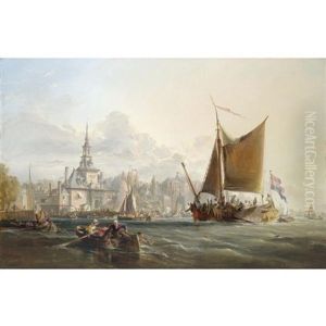Dutch Vessels Leaving Harbour - Rotterdam In The Distance