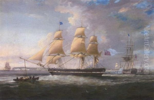 A Merchantman In Two Positions In The Downs Off Deal - view 1