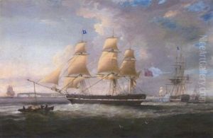 A Merchantman In Two Positions In The Downs Off Deal A Merchantman In Two Positions In The Downs Off Deal