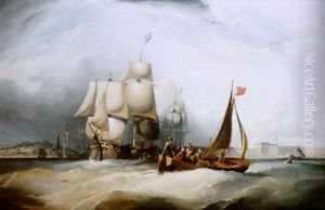 A Wherry And Other Shipping, Off The Royal William Vitualling Yard, Plymouth by Sir George Chambers
