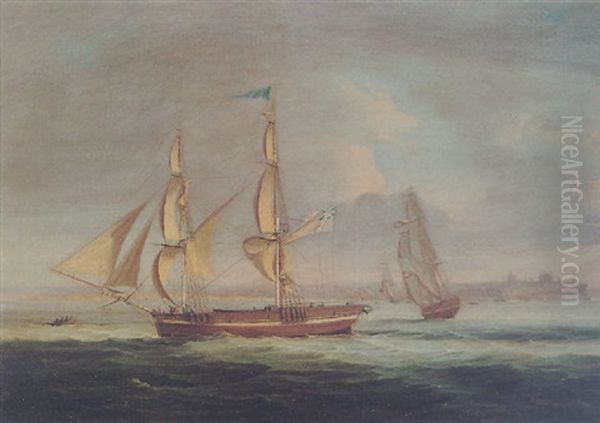 The Brig "george" Off The Coast Before Tynemouth Lighthouse - view 1