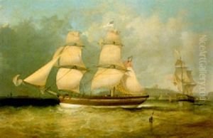 The Brig "star" In Two Positions Off Whitby