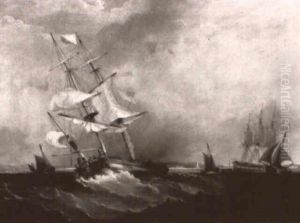 A Ship On A Stormy Sea by Sir George Chambers