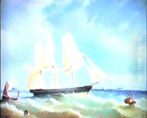 Bateaux En Vue Des Cotes Anglaises by Sir George Chambers
