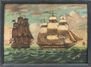 English Warship At Sea by Thomas Chambers