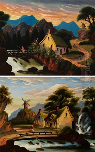 Fishermen In A Landscape (pair) - view 1