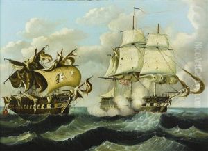 Capture Of H.b.m Frigate Macedonian By The U.s.s. United States On October 25, 1812 by Thomas Chambers