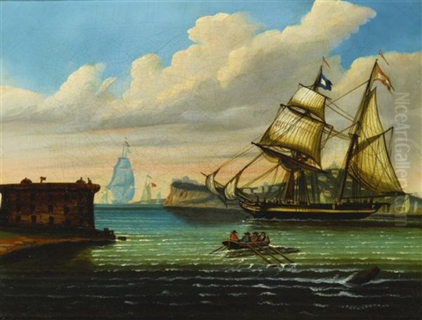 New York Harbor With Castle Garden And Ships - view 1