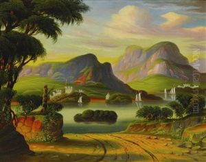 Landscape With Castle And Boats by Thomas Chambers