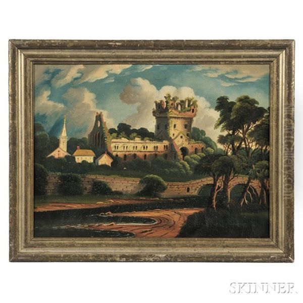 River Landscape With Ruins Of A Church - view 1