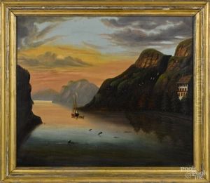 Hudson River Scene, Sabbath Day, Lake George by Thomas Chambers
