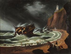 Ship In Storm by Thomas Chambers