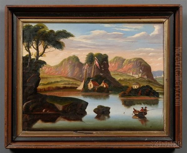 River Valley With Fishermen, Cottages And Distant Castle - view 1