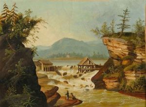 The Sawmill At Rockwell Falls, Lake Luzerne, Warren County, New York by Thomas Chambers