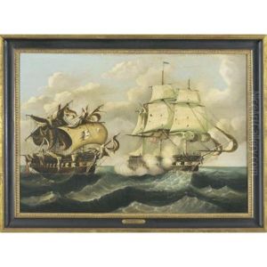 Capture Of The H.b.m. Frigate Macedonia By The U.s. Frigate United States, October 25, 1812 by Thomas Chambers