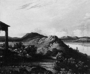 River Overlook With Figures by Thomas Chambers