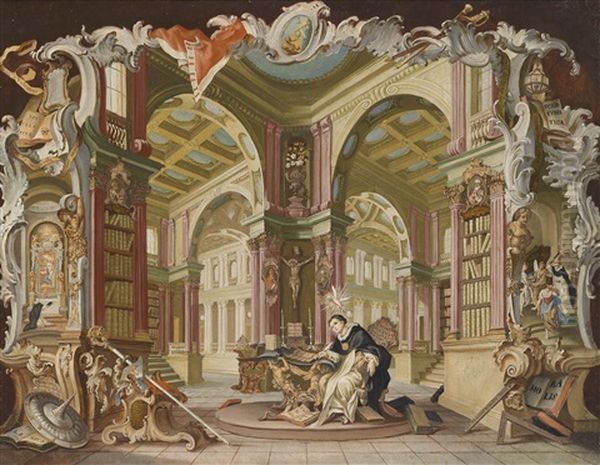 Die Sog. Vier Fakultaten: Theologie, Philosophie, Jurisprudenz Und Medizin (ubermalte Kupferstiche) (4 Works) - view 1