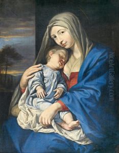 La Vierge Et L'enfant Jesus Endormi Sur Ses Genoux by Philippe de Champaigne