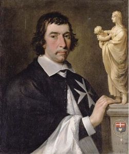 Portrait Of A Knight Of Malta (francois Joseph De Robert De Termes?) Next To A Statuette Of The Madonna And Child by Philippe de Champaigne