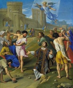 Das Martyrium Des Heiligen Stephan Vor Den Mauern Einer Befestigten Stadt