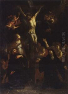 Crucifixion Avec Saints Et Saintes Au Pied De La Croix