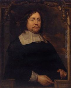 Portrait Of A Gentleman Wearing A Black Costume, Standing At A Stone Casement