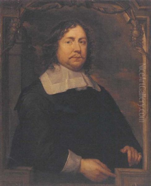 Portrait Of A Gentleman, Wearing A Black Costume, Standing At A Stone Casement - view 1