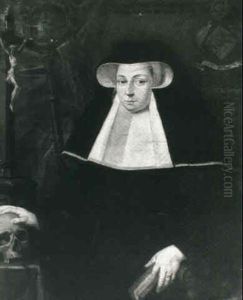 Portrait Of The Abbess, Electa Domina Adriana Heylinck, Half Length, Holding A Bible, Her Hand Resting On A Skull Portrait Of The Abbess, Electa Domina Adriana Heylinck, Half Length, Holding A Bible, Her Hand Resting On A Skull