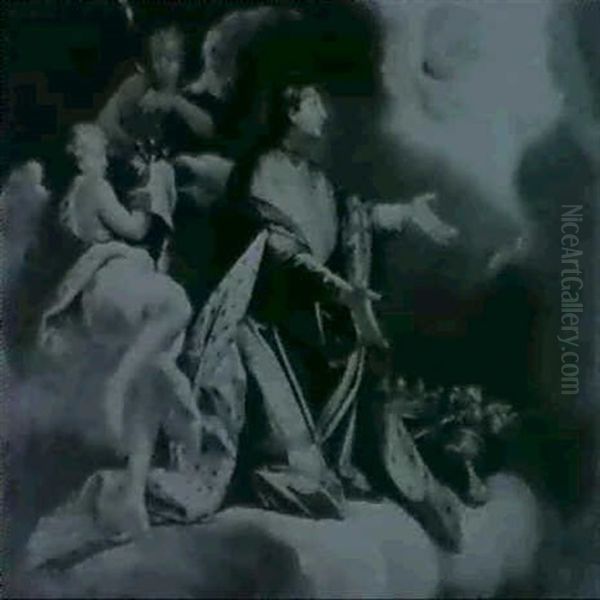 Saint Louis In Glory With Angels Bearing The Instruments    Of Passion - view 1