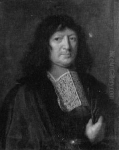 Portrait Of A Gentleman, Half Length, Wearing A Black Coat With A White Lace Collar by Philippe de Champaigne
