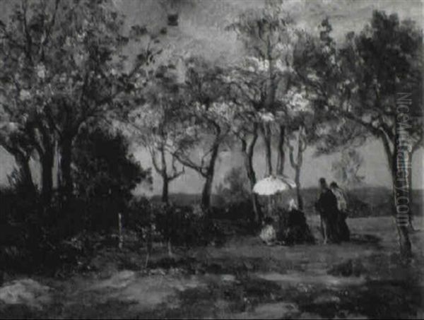 Summer Outing Under Blossoming Trees - view 1