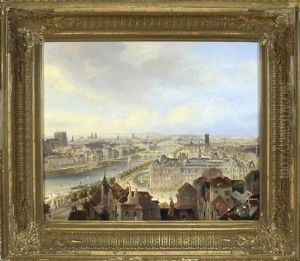 Paris - Vue Prise Au Dessus De L# Hotel De Ville En Regard Le Chauteau Des Emilerin by Jean-Jacques Champin