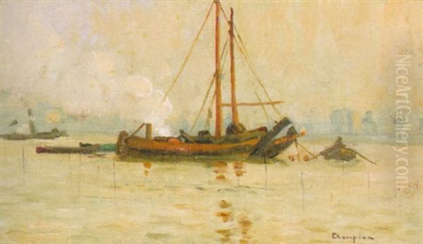 Fluslandschaft Mit Dampfer - view 1