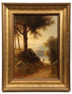 Fisherman On Streamside Road, Autumn by Benjamin Champney