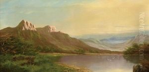 Mountain Lake Landscape (+ Another; Pair) by Benjamin Champney