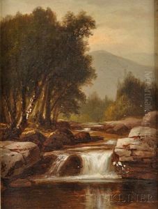 Landscape With Mountain And Waterfall by Benjamin Champney