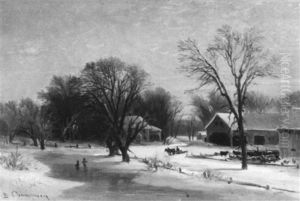 Skating On The Duck Pond, A Farm View